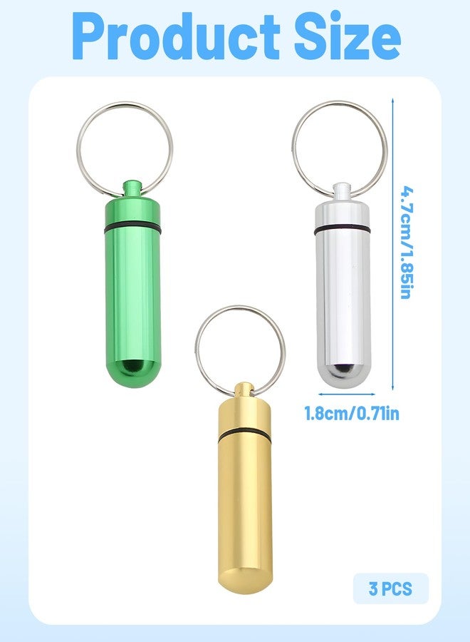 RupeeRise 3PCS Pill Box, Metal Keychain Pill Organizer, Medicine Box for Home, Tablet Box for Medicine, Medicine Storage Box, 4.8 * 1.4cm - Image 2